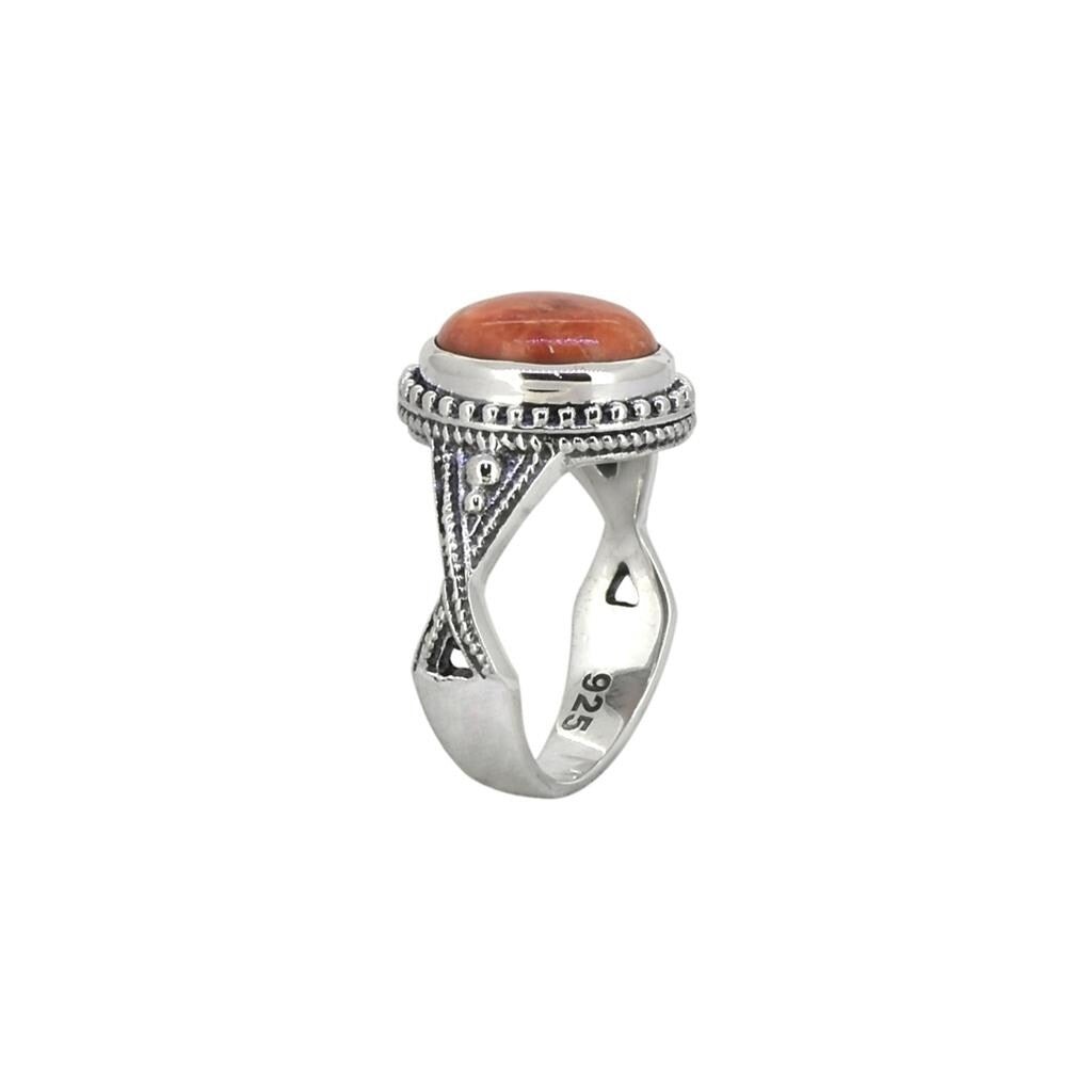 Premium Sterling Silver Orange Mohave Turquoise Ring - Timeless Elegance