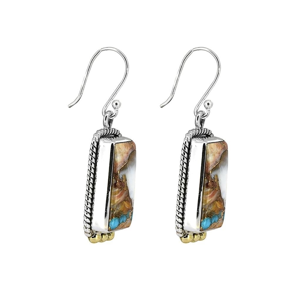 Premium YS Gems Sterling Silver Oyster Copper Turquoise Earrings - Elegant Gemstone Jewelry