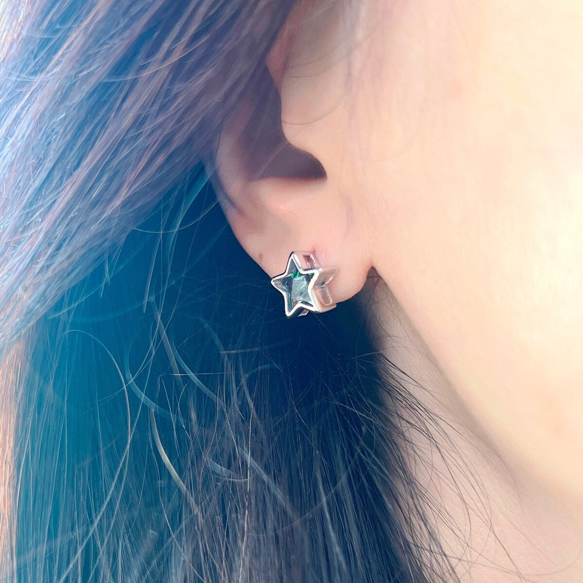 Premium Sterling Silver Mystic CZ Star Stud Earrings - Bold & Balanced