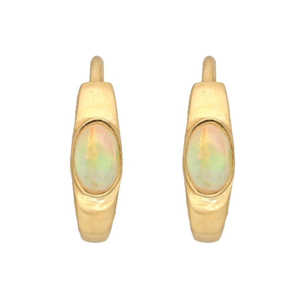 Premium Gold Plated Sterling Silver Ethiopian Opal Hoop Earrings - Elegant & Versatile