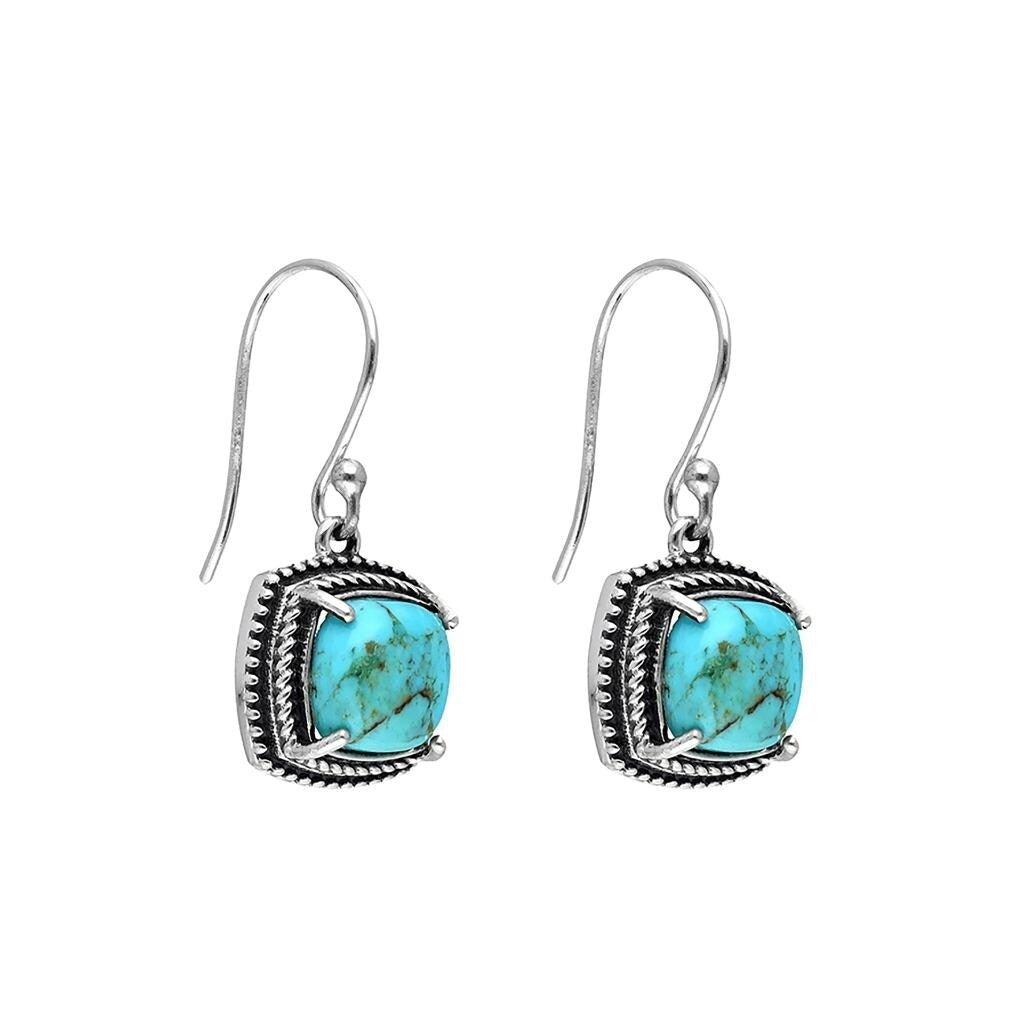 Premium Sterling Silver Blue Mohave Turquoise Drop Earrings - Timeless Elegance