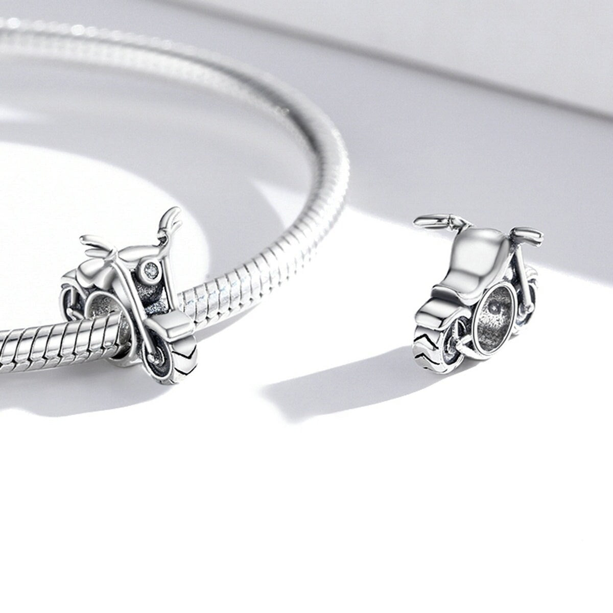 Ultimate Sterling Silver Motorcycle Charm - Premium Jewelry for Adventure Lovers