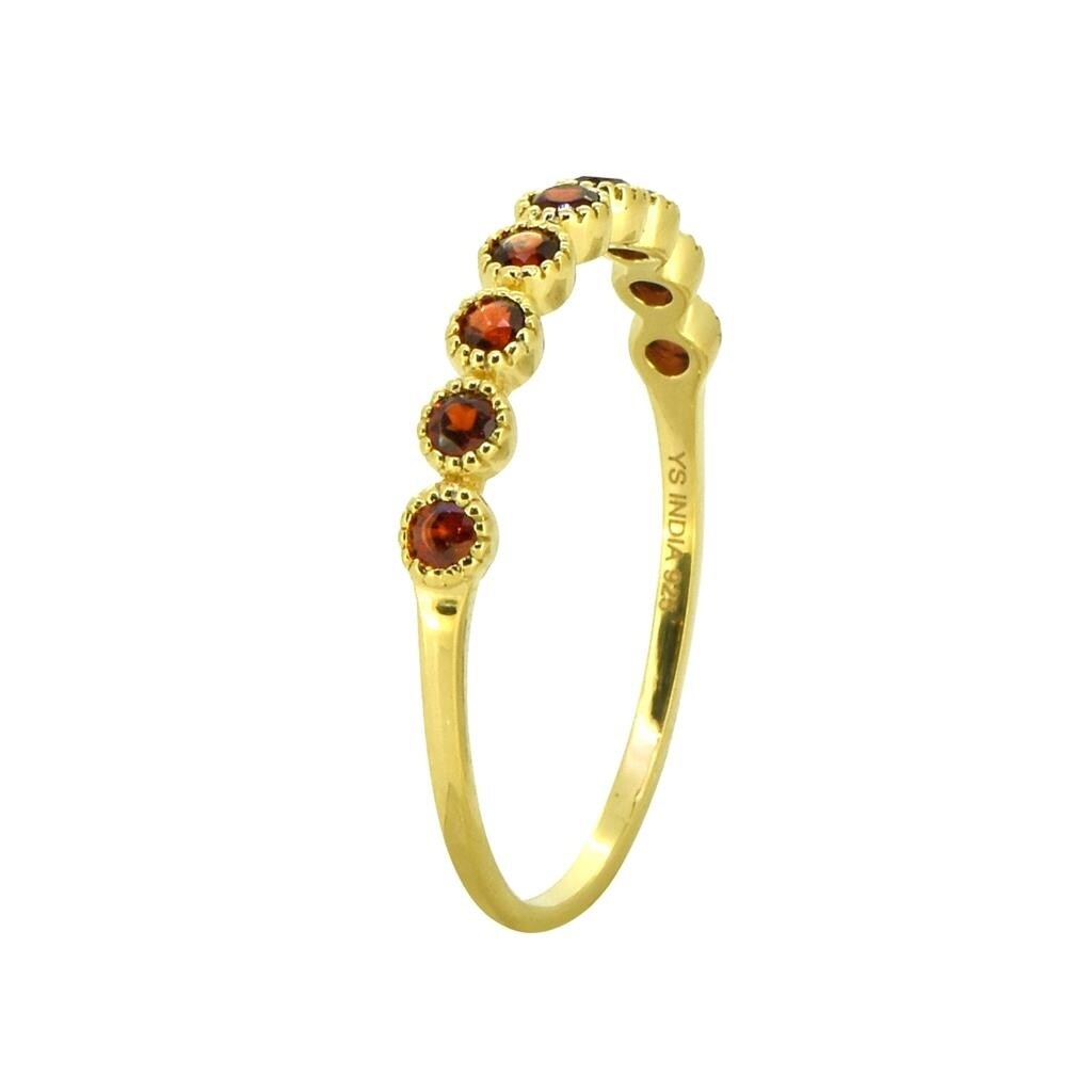 Premium YS Gems Gold Plated Garnet Band Ring - Ultimate Style for Every Occasion