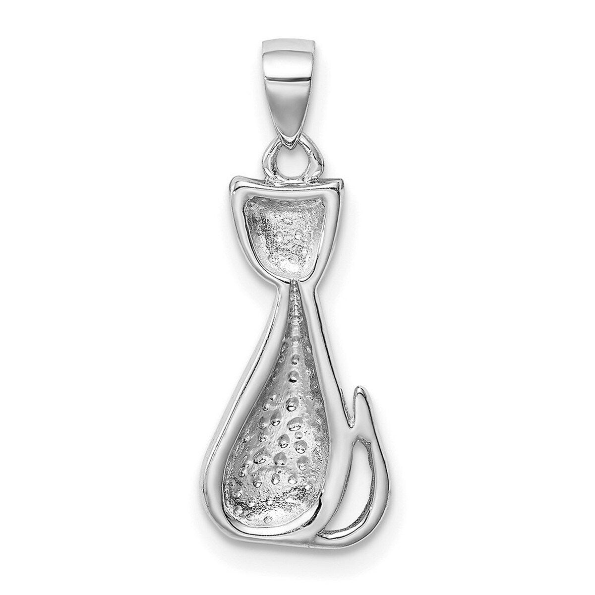Premium Curata 925 Sterling Silver Cat Pendant Necklace with Simulated Opal Accents