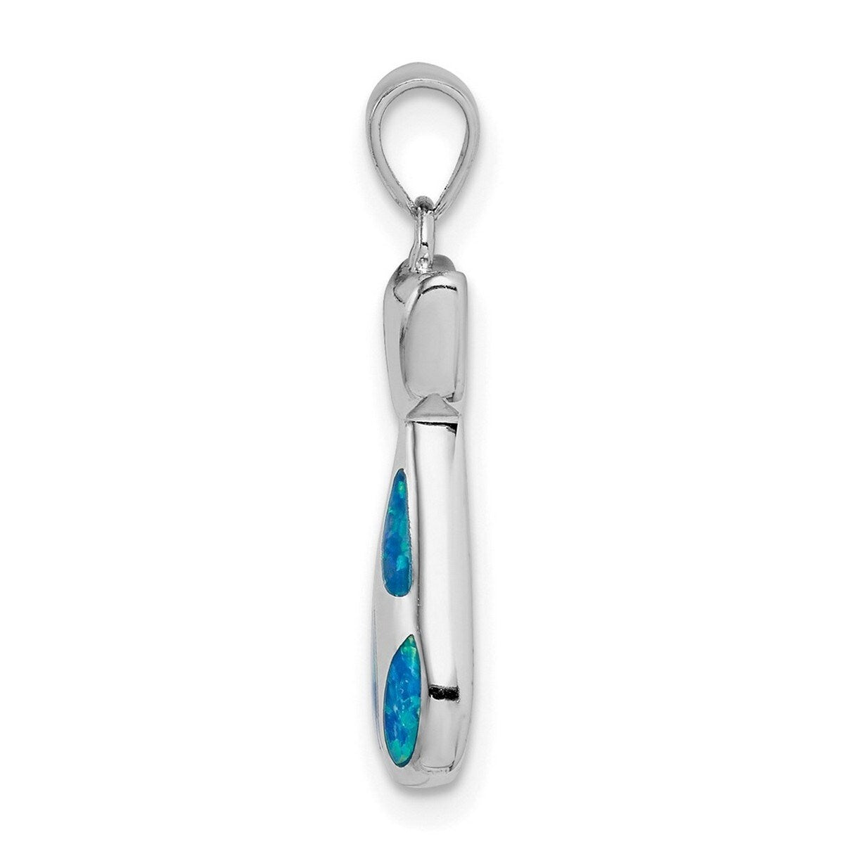 Premium Curata 925 Sterling Silver Cat Pendant Necklace with Simulated Opal Accents