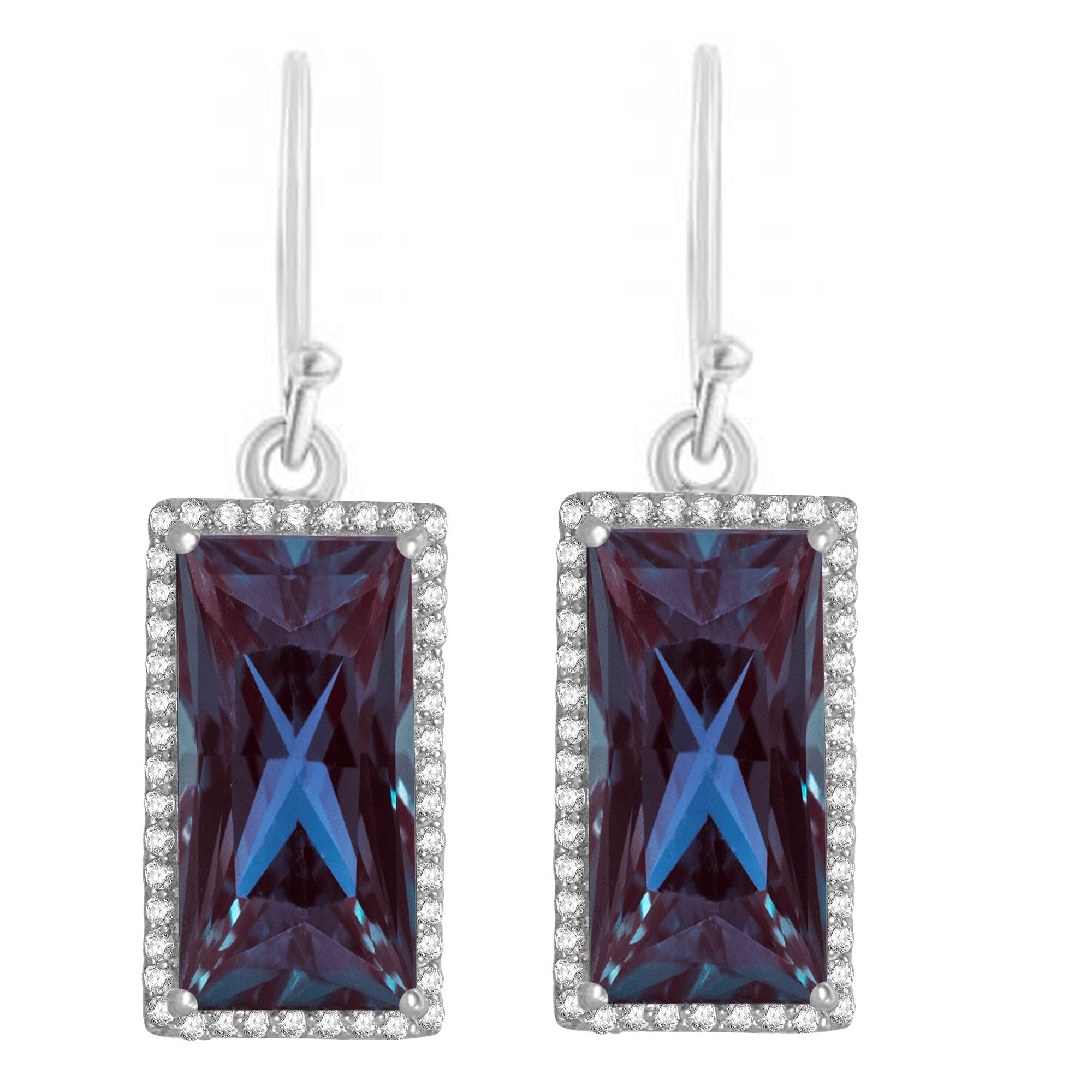 Premium Sterling Silver 15.50CT Color-Changing Alexandrite & Natural White Topaz Drop Earrings