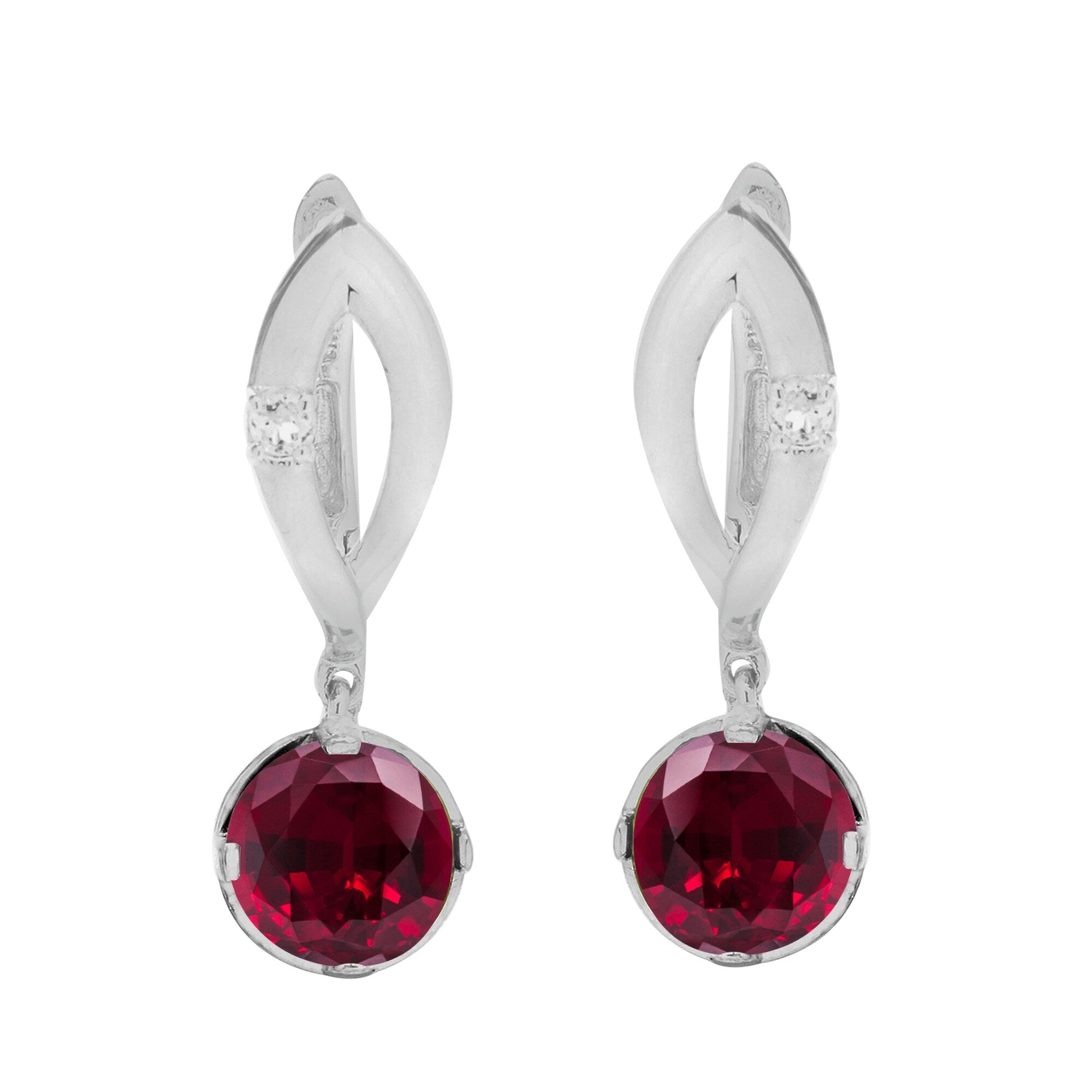 Premium V3 Sterling Silver Ruby & White Topaz Dangle Earrings for Women – Elegant & Sophisticated