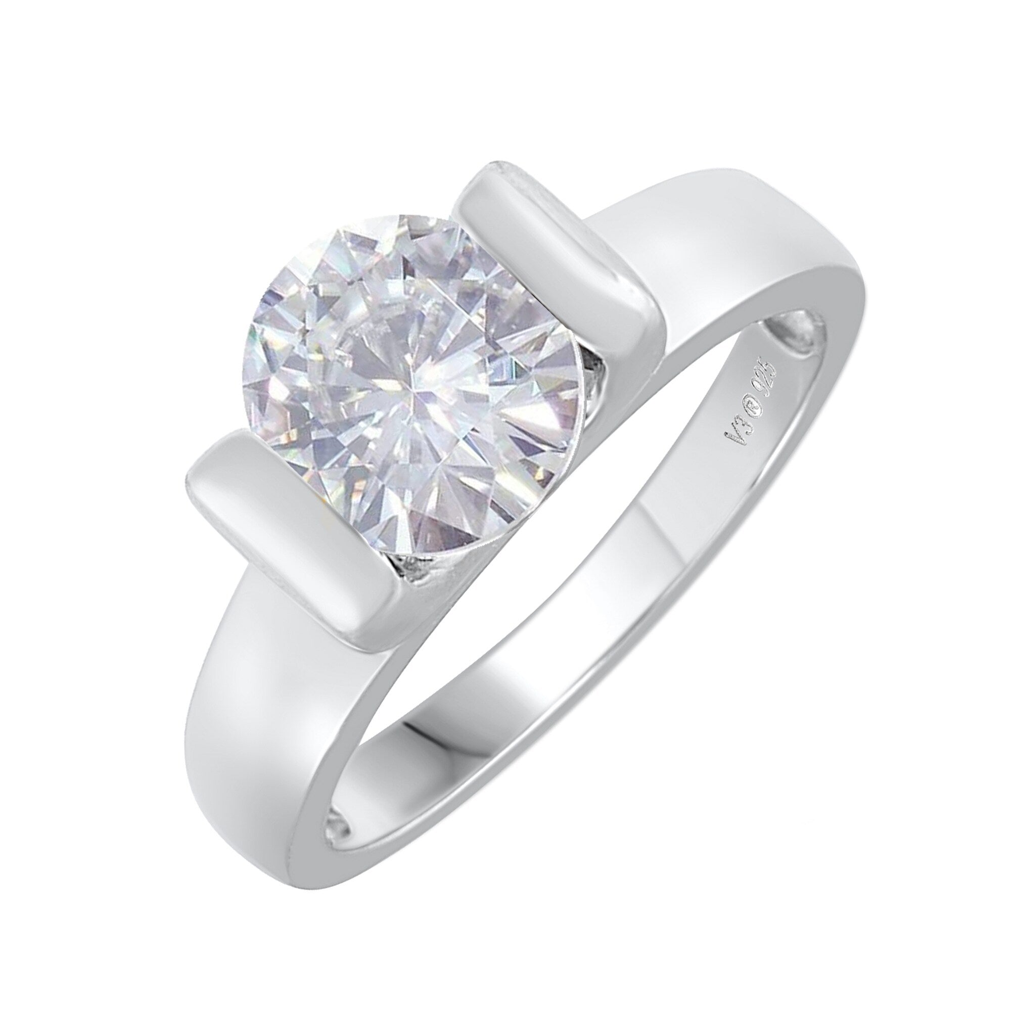 Premium V3 Sterling Silver Round Moissanite Solitaire Ring – Ultimate Sparkle & Elegance